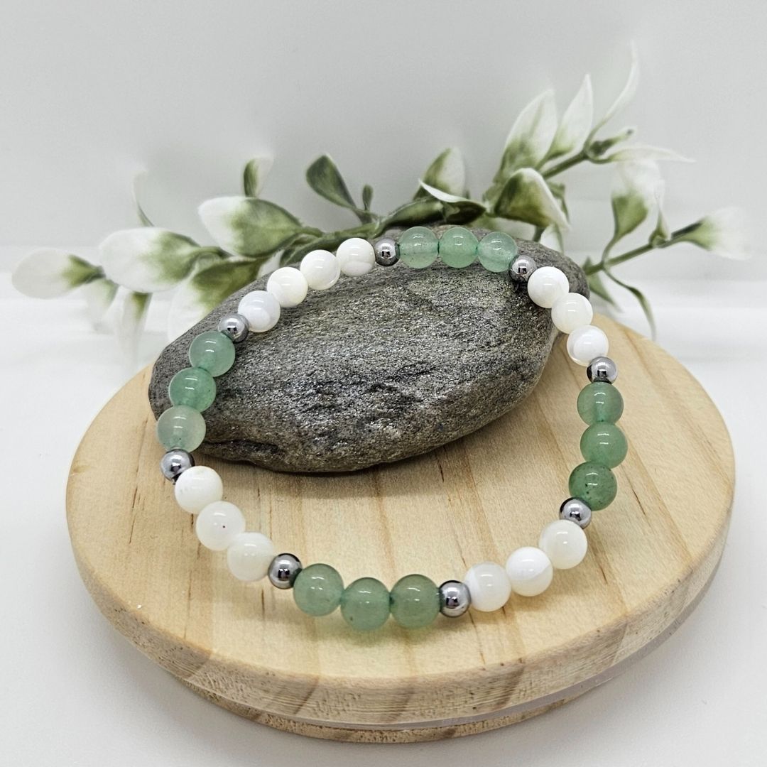 Mixte Nacre Blanche & Aventurine Verte