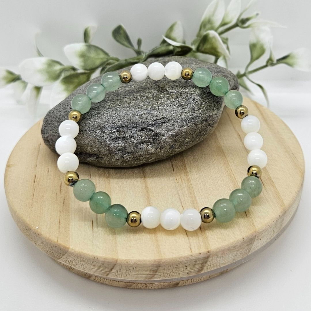 Mixte Nacre Blanche & Aventurine Verte