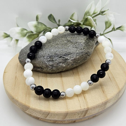 Onyx Noir Mixte Nacre Blanche